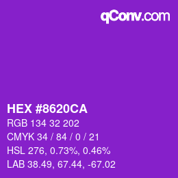 Color code: HEX #8620CA | qconv.com