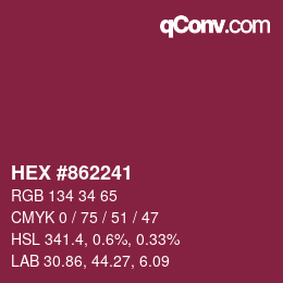 颜色代码: HEX #862241 | qconv.com