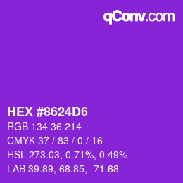 Color code: HEX #8624D6 | qconv.com
