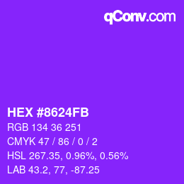 Color code: HEX #8624FB | qconv.com