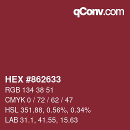 カラーコード: HEX #862633 | qconv.com