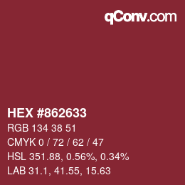 カラーコード: HEX #862633 | qconv.com