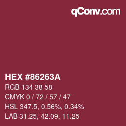 Color code: HEX #86263A | qconv.com