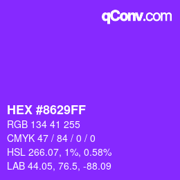 Farbcode: HEX #8629FF | qconv.com