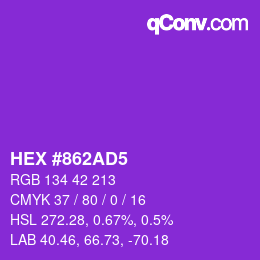 Color code: HEX #862AD5 | qconv.com