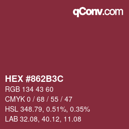 カラーコード: HEX #862B3C | qconv.com