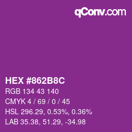 Color code: HEX #862B8C | qconv.com