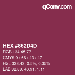 颜色代码: HEX #862D4D | qconv.com