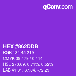 カラーコード: HEX #862DDB | qconv.com
