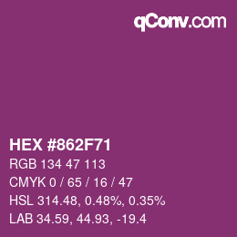 颜色代码: HEX #862F71 | qconv.com