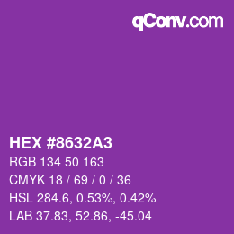 颜色代码: HEX #8632A3 | qconv.com