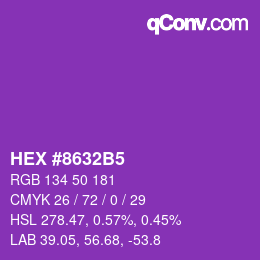 カラーコード: HEX #8632B5 | qconv.com