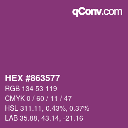 カラーコード: HEX #863577 | qconv.com