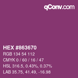 カラーコード: HEX #863670 | qconv.com