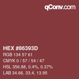Color code: HEX #86393D | qconv.com