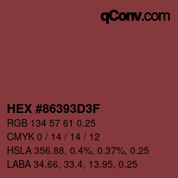 Color code: HEX #86393D3F | qconv.com