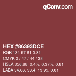 颜色代码: HEX #86393DCE | qconv.com