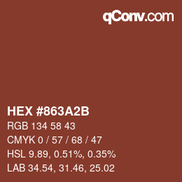 カラーコード: HEX #863A2B | qconv.com