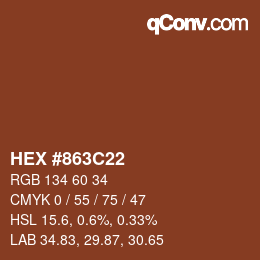 Farbcode: HEX #863C22 | qconv.com