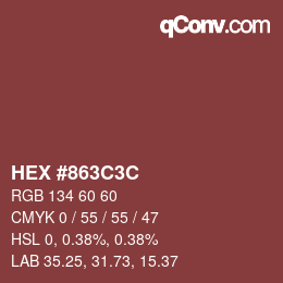 カラーコード: HEX #863C3C | qconv.com