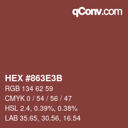 Color code: HEX #863E3B | qconv.com