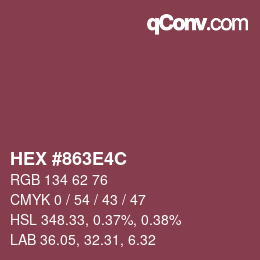 Color code: HEX #863E4C | qconv.com