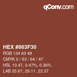 Color code: HEX #863F30 | qconv.com