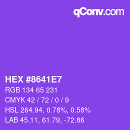 Color code: HEX #8641E7 | qconv.com