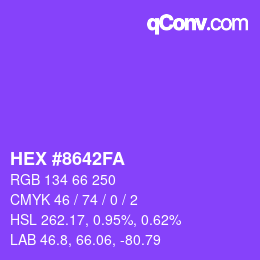 颜色代码: HEX #8642FA | qconv.com