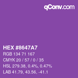 Color code: HEX #8647A7 | qconv.com