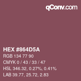 カラーコード: HEX #864D5A | qconv.com