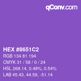 颜色代码: HEX #8651C2 | qconv.com