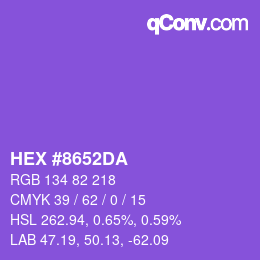 カラーコード: HEX #8652DA | qconv.com