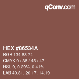 Color code: HEX #86534A | qconv.com