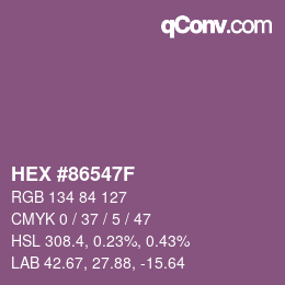 カラーコード: HEX #86547F | qconv.com