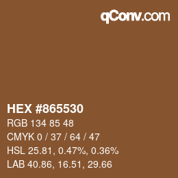 Farbcode: HEX #865530 | qconv.com