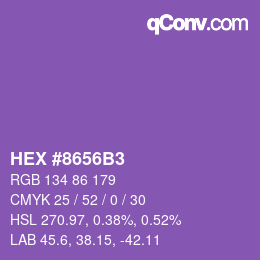 颜色代码: HEX #8656B3 | qconv.com