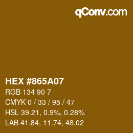 Farbcode: HEX #865A07 | qconv.com
