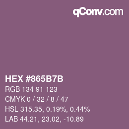 颜色代码: HEX #865B7B | qconv.com