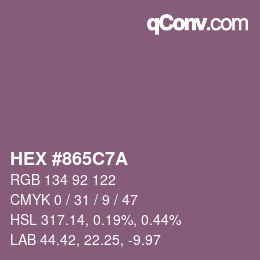 Color code: HEX #865C7A | qconv.com