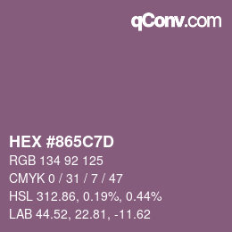 カラーコード: HEX #865C7D | qconv.com