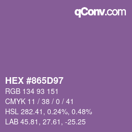 Farbcode: HEX #865D97 | qconv.com