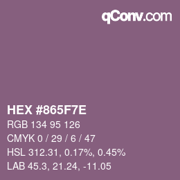 Color code: HEX #865F7E | qconv.com