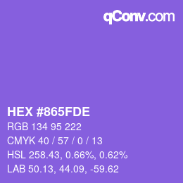 Color code: HEX #865FDE | qconv.com