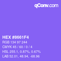 Farbcode: HEX #8661F4 | qconv.com