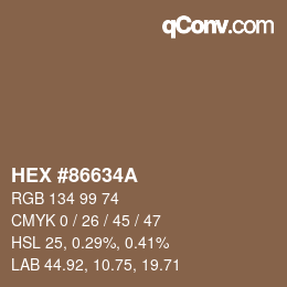 Color code: HEX #86634A | qconv.com