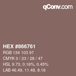 カラーコード: HEX #866761 | qconv.com