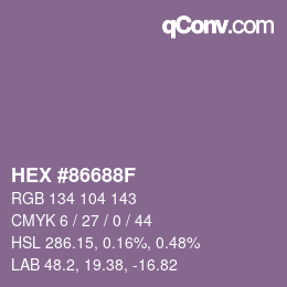 Color code: HEX #86688F | qconv.com