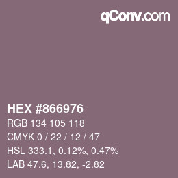 颜色代码: HEX #866976 | qconv.com