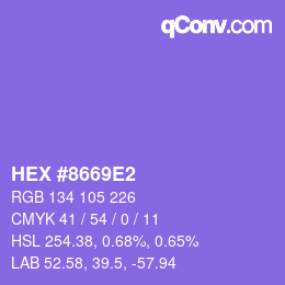 Color code: HEX #8669E2 | qconv.com